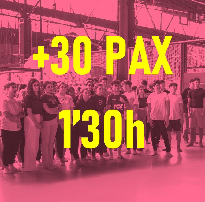 7.1.1.  PACK ESPECIAL GRUPS ( +30 PAX) Flipp elàstics, FLipp xarxes i FLippbol ( 1,30 hores activitat)